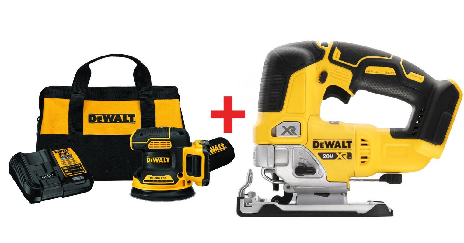 DeWalt 20V MAX XR Brushless 5 in. Sander 2.0Ah Kit plus 20V MAX XR Brushless Top Handle Jigsaw