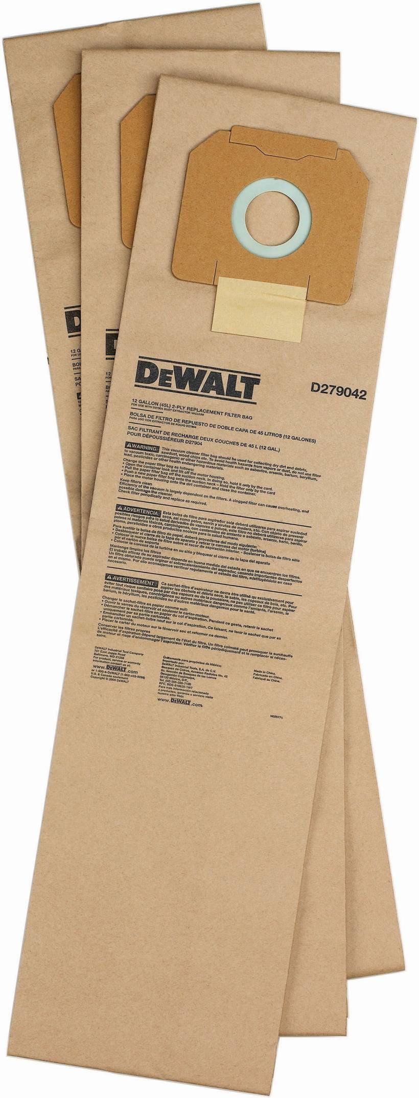 DeWalt D279042 Paper Filter Bag for D27904