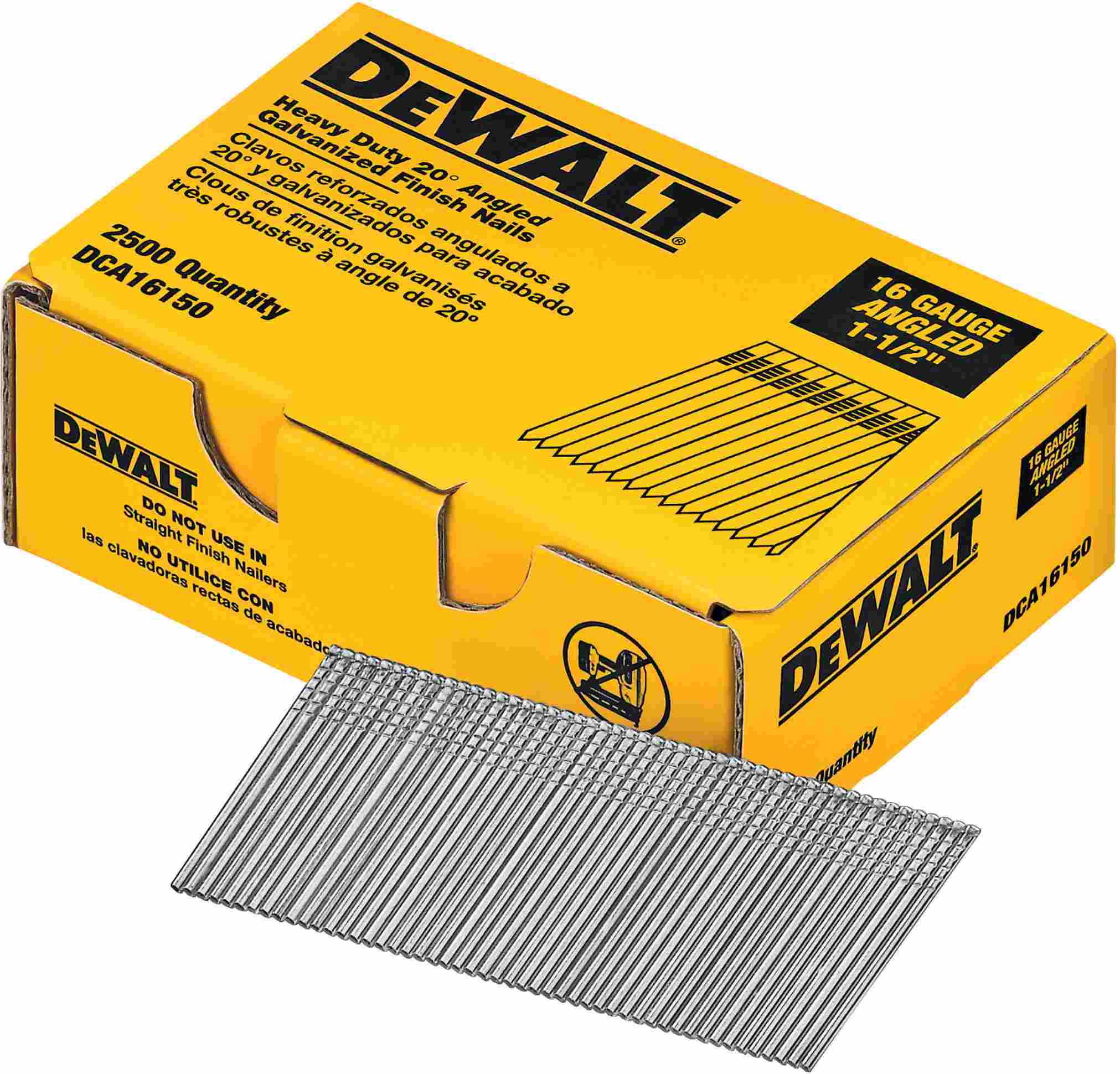 DeWalt DCA16150 16 Gauge 11/2" 20 Degree Angled Finish Nails 2,500