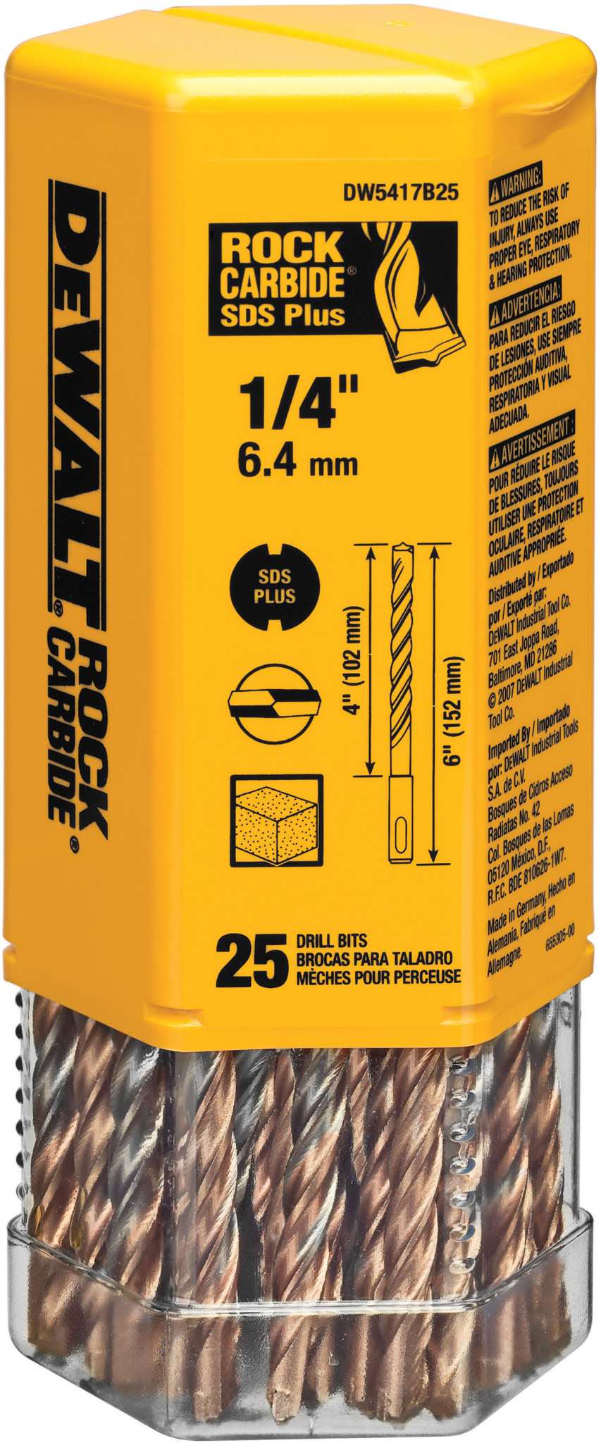 Dewalt DWAF5417B25 1/4" X 4" X 6" SDS PLUS Rotary Hammer Drill Bits 25 pack 