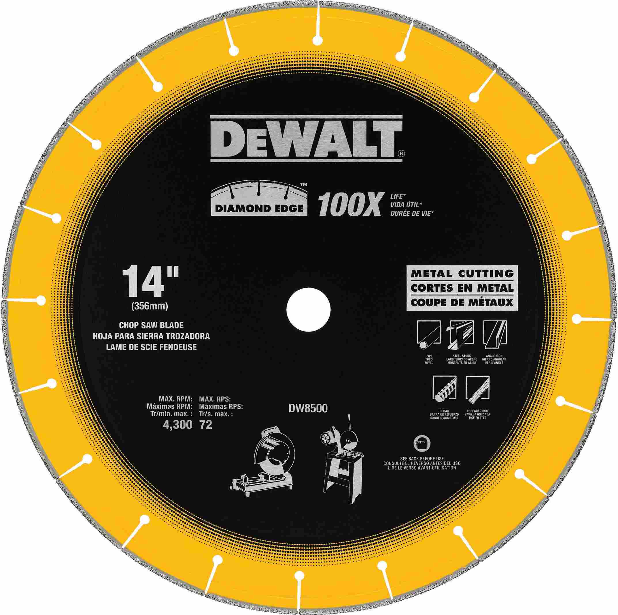 DeWalt DW8500 14" x 1" Diamond Edge Chop Saw Blade The Tool Nut