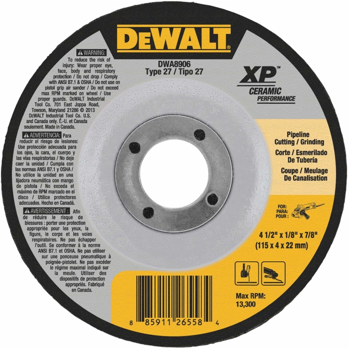 Dewalt Dwa06 4 1 2 Inch X 1 8 Inch X 7 8 Inch Ceramic Metal Stainless Cutting And Grinding