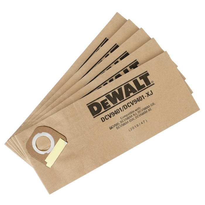 DeWALT DCV9401 Paper Bags for DCV585 DCV586 Dust 5-Pack