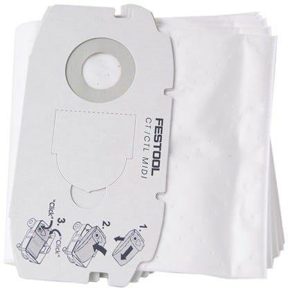 Festool 498411 Cloth Replacement Filter Bags For CT MIDI Dust Extractor 5 Pack