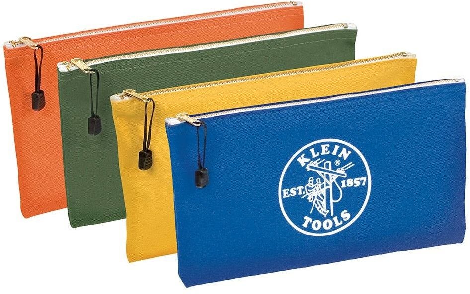Klein 5140 Zipper Bags Canvas Tool Pouches OliveOrangeBlueYellow 4 Pack