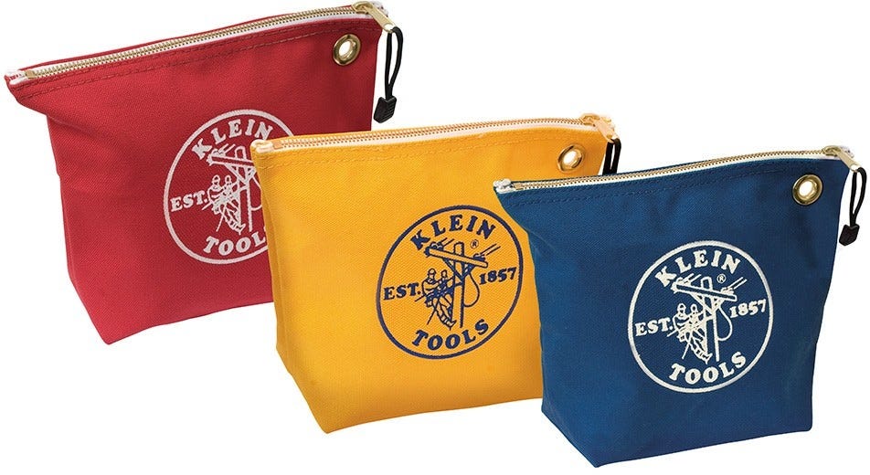 Klein 5539Cpak Assorted Canvas Zipper Bags 3 Pack