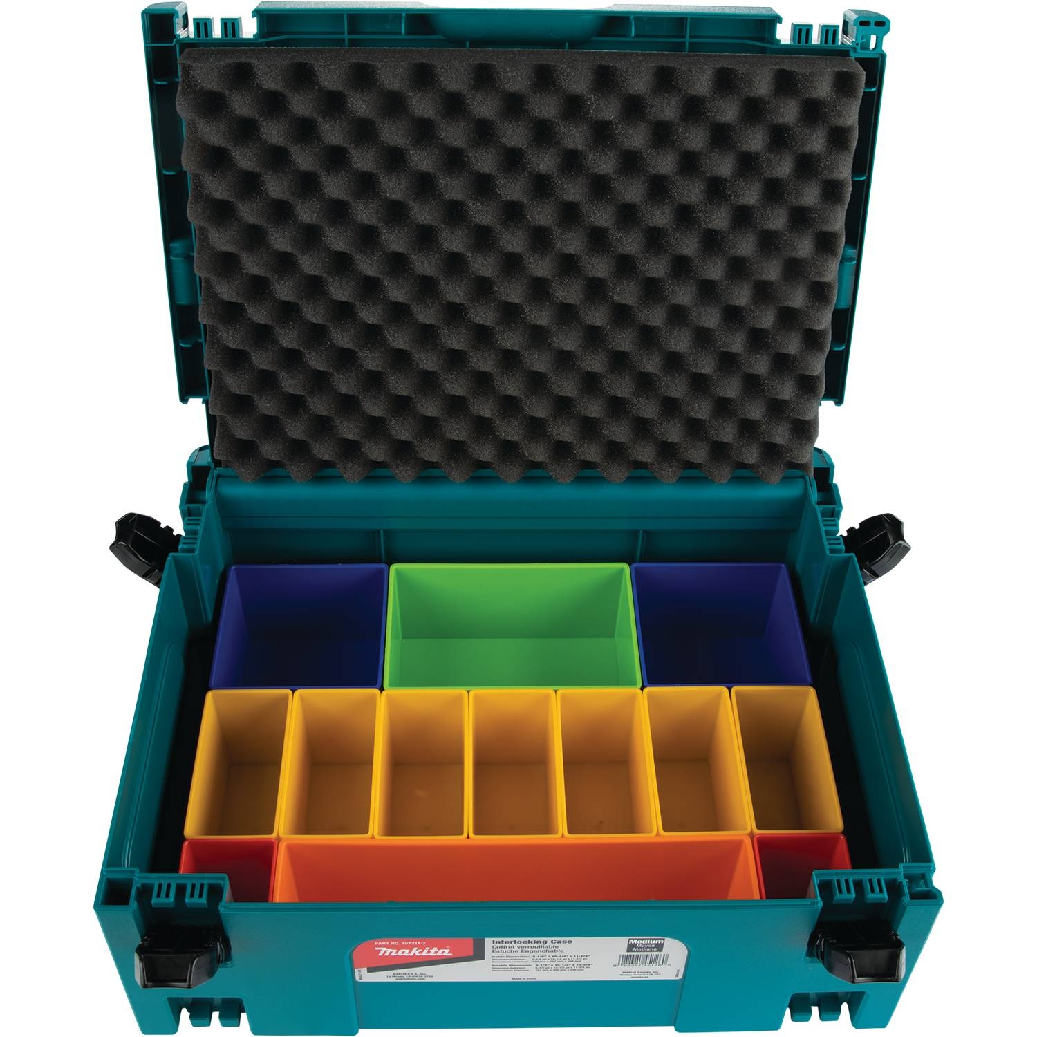 Makita P-83652 MAKPAC Interlocking Case Insert Tray with Colored  Compartments and Foam Lid