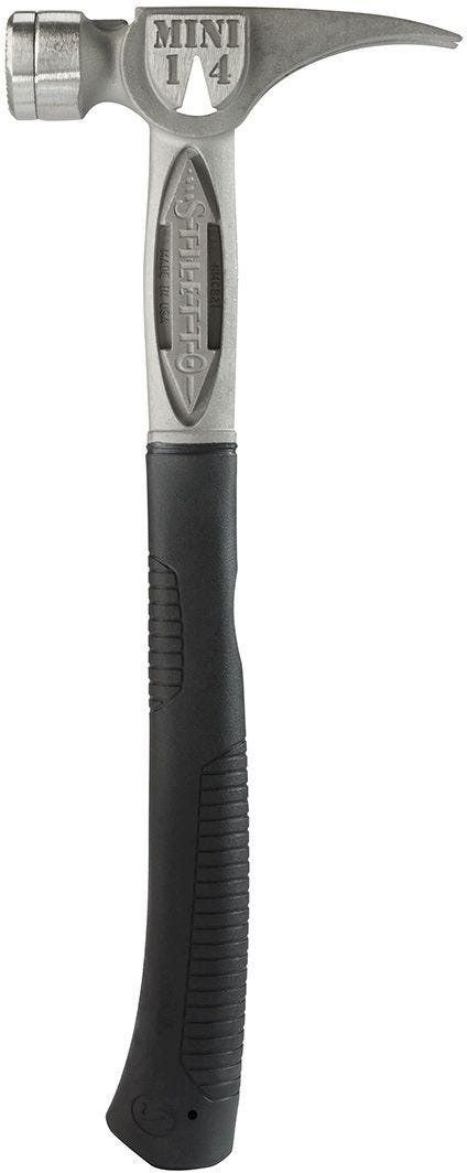 Stiletto TBM14RMC Tibone Mini-14 oz. Replaceable Milled Face Hammer with A Curved 16" Titanium Handle - 2