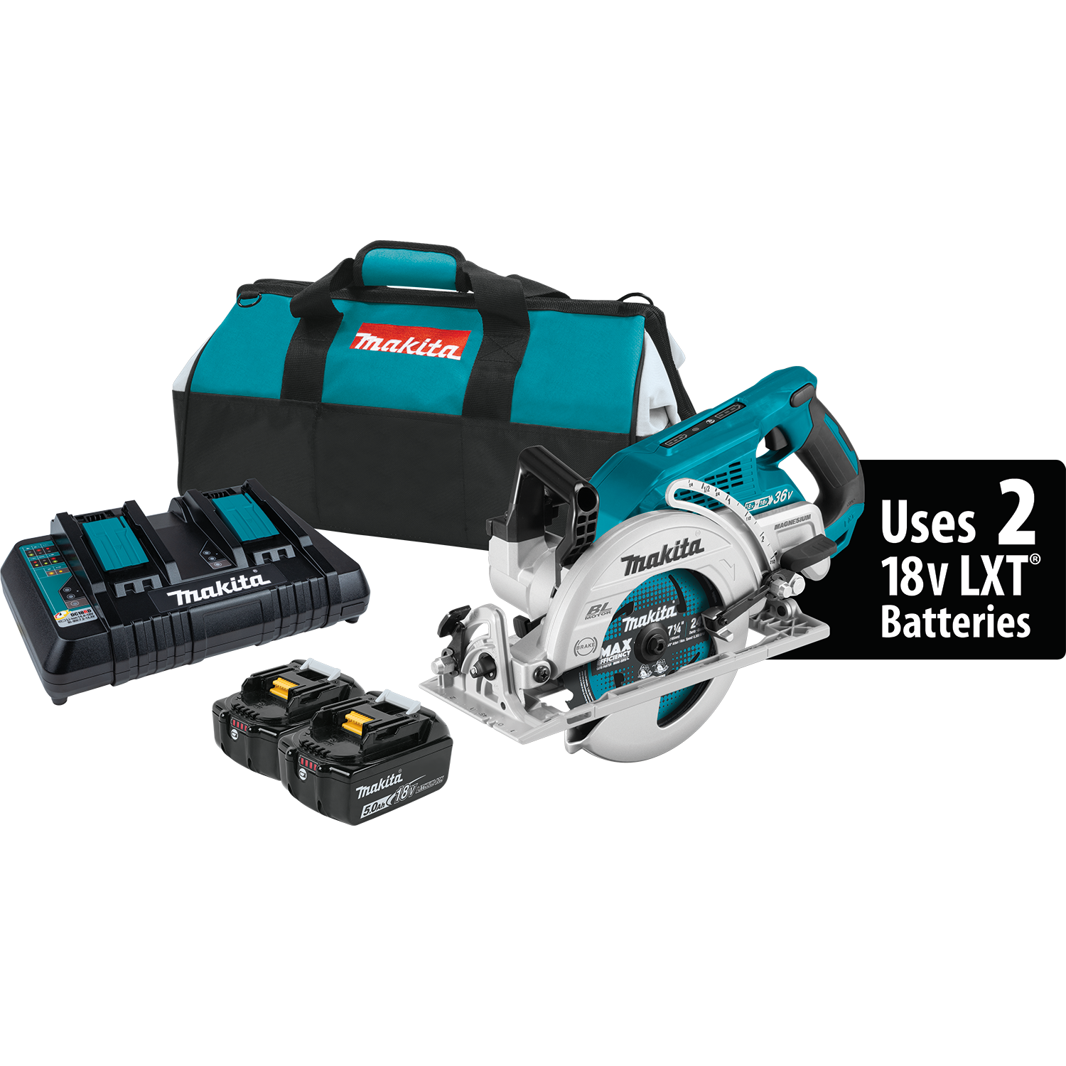 Makita XSR01PT 18V LXT X2 (36V) Brushless 7-1/4-Inch Rear Handle Circular  Saw 5.0Ah Kit